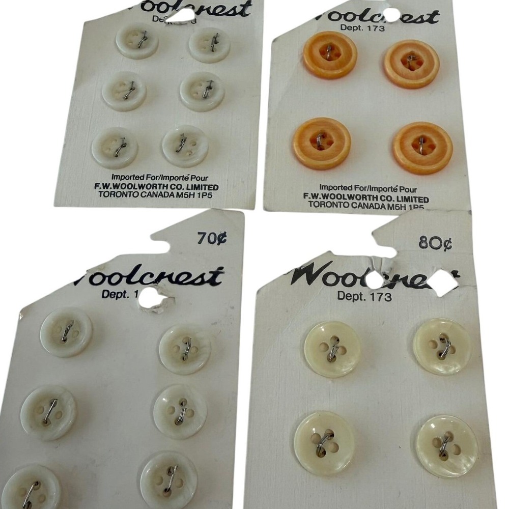 Vintage Woolworth Buttons Lot ~ Small Round White Orange Four Hole ~ Retrocore
